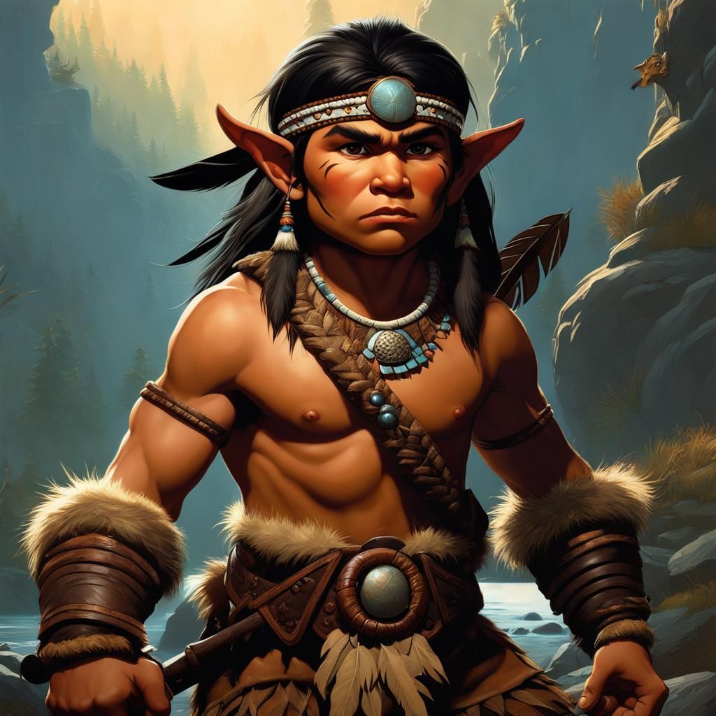 Halfling Warrior in Dark Fantasy Style