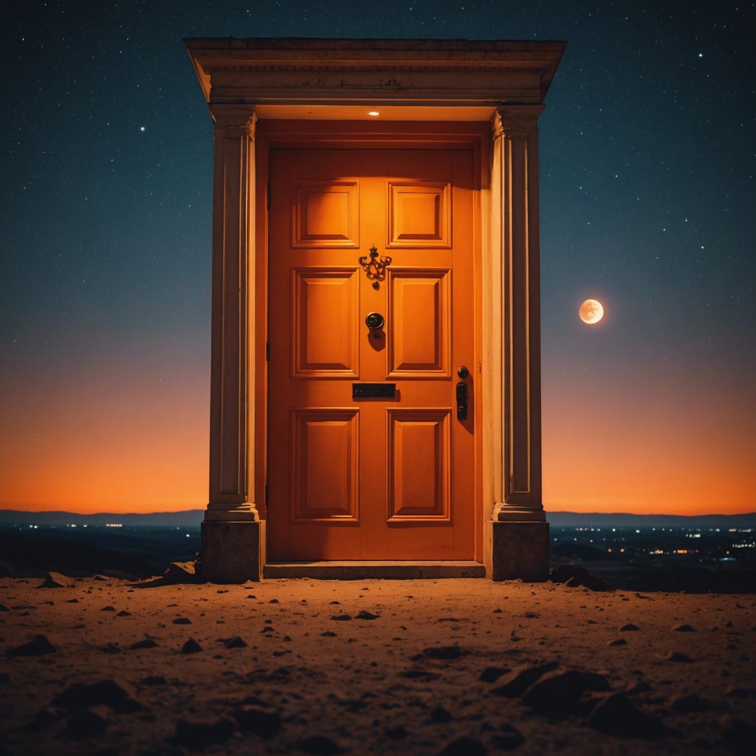 Glowing Orange Doorway to a Dreamcore World