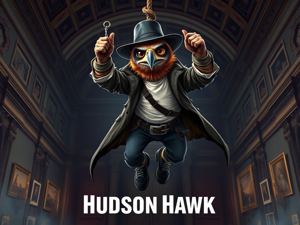 Anthropomorphic Hawk Movie Poster in Dynamic Pose