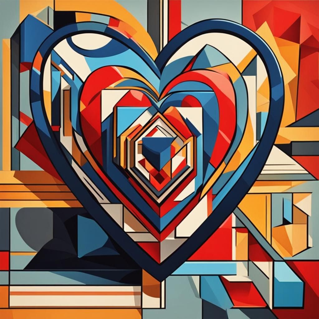 Heart in Cubist Style with Geometric Fauvism