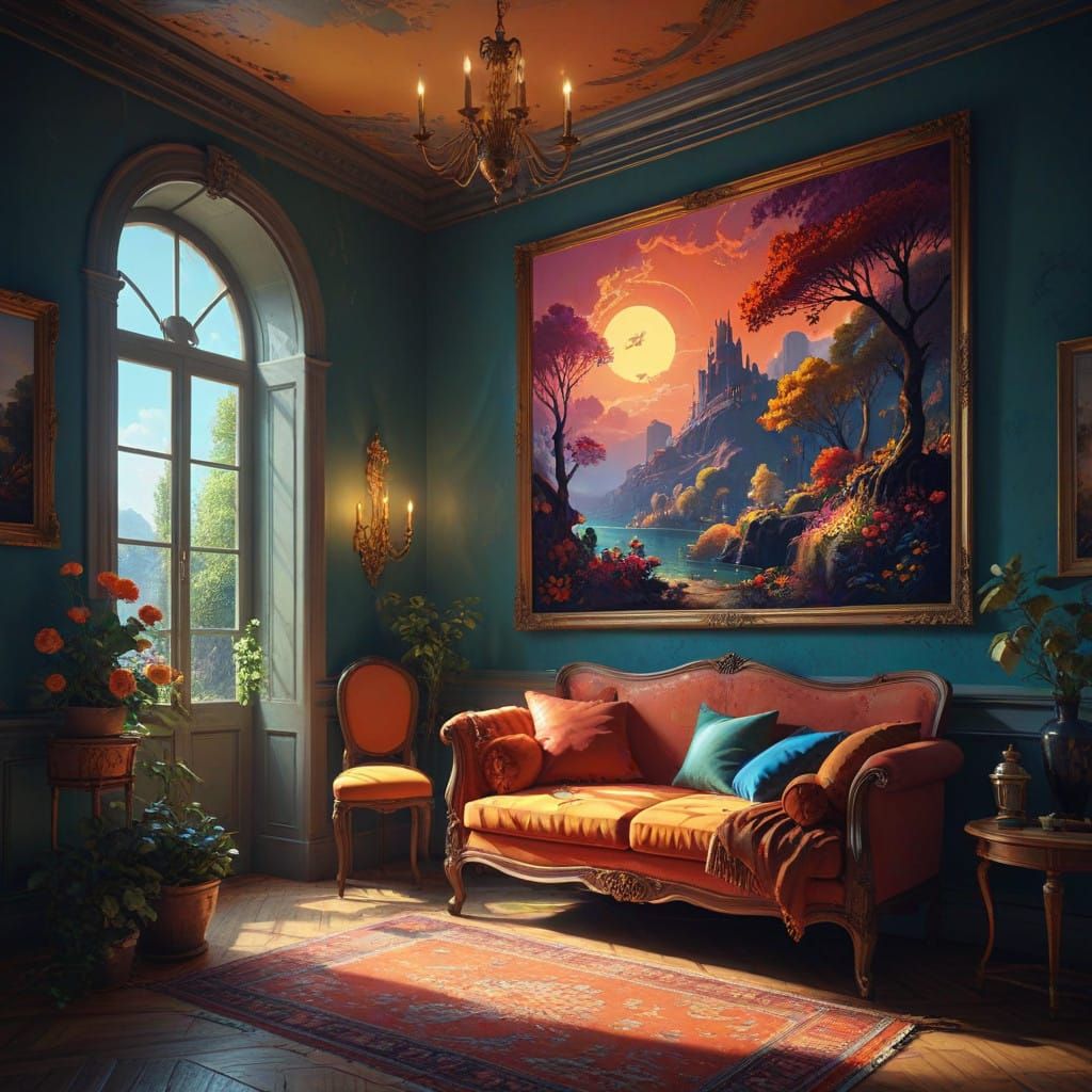 Surreal Fauvist Fantasy Scene with Cinematic Lighting