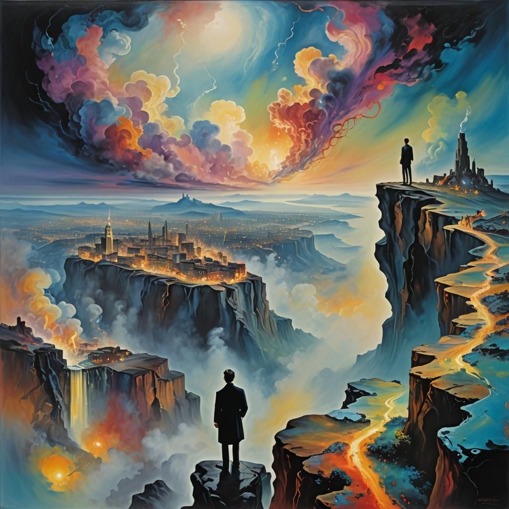 Surreal Dreamscape Cityscape in Abstract Expressionism