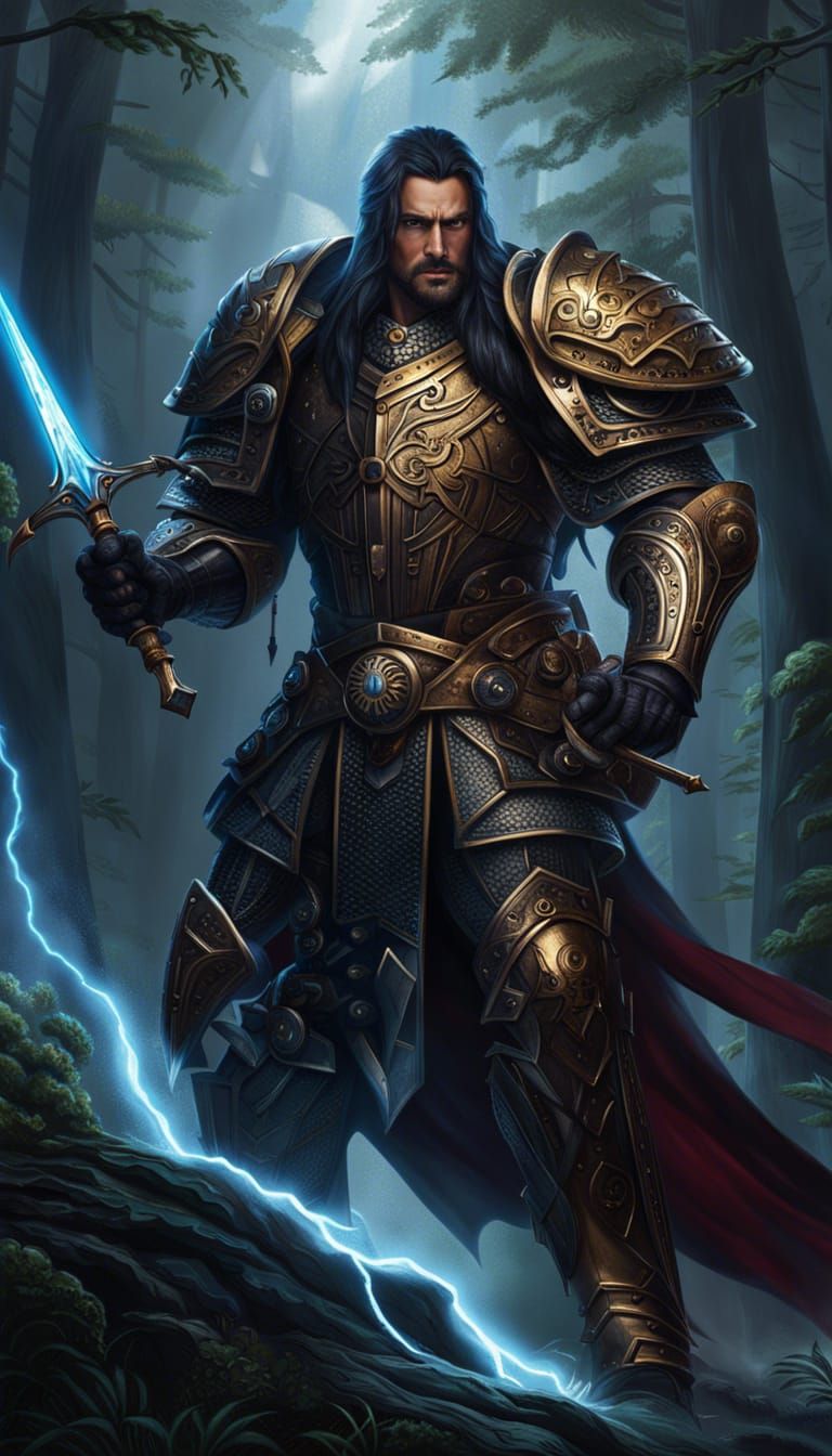 Lightning Sword on Skulls in Dark Forest