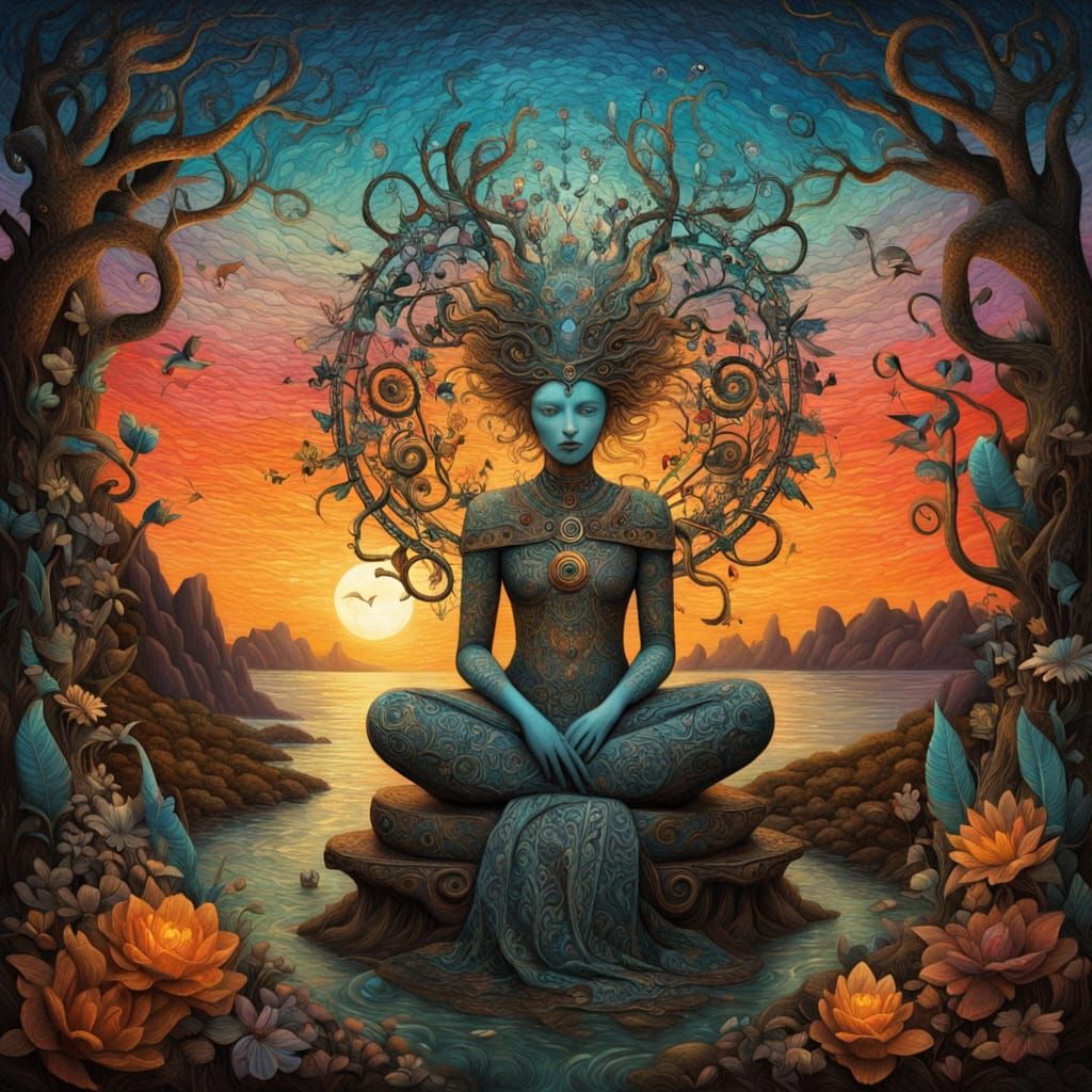 Mystical Shaman Weaves Labyrinthine Tapestry from Shattered ...