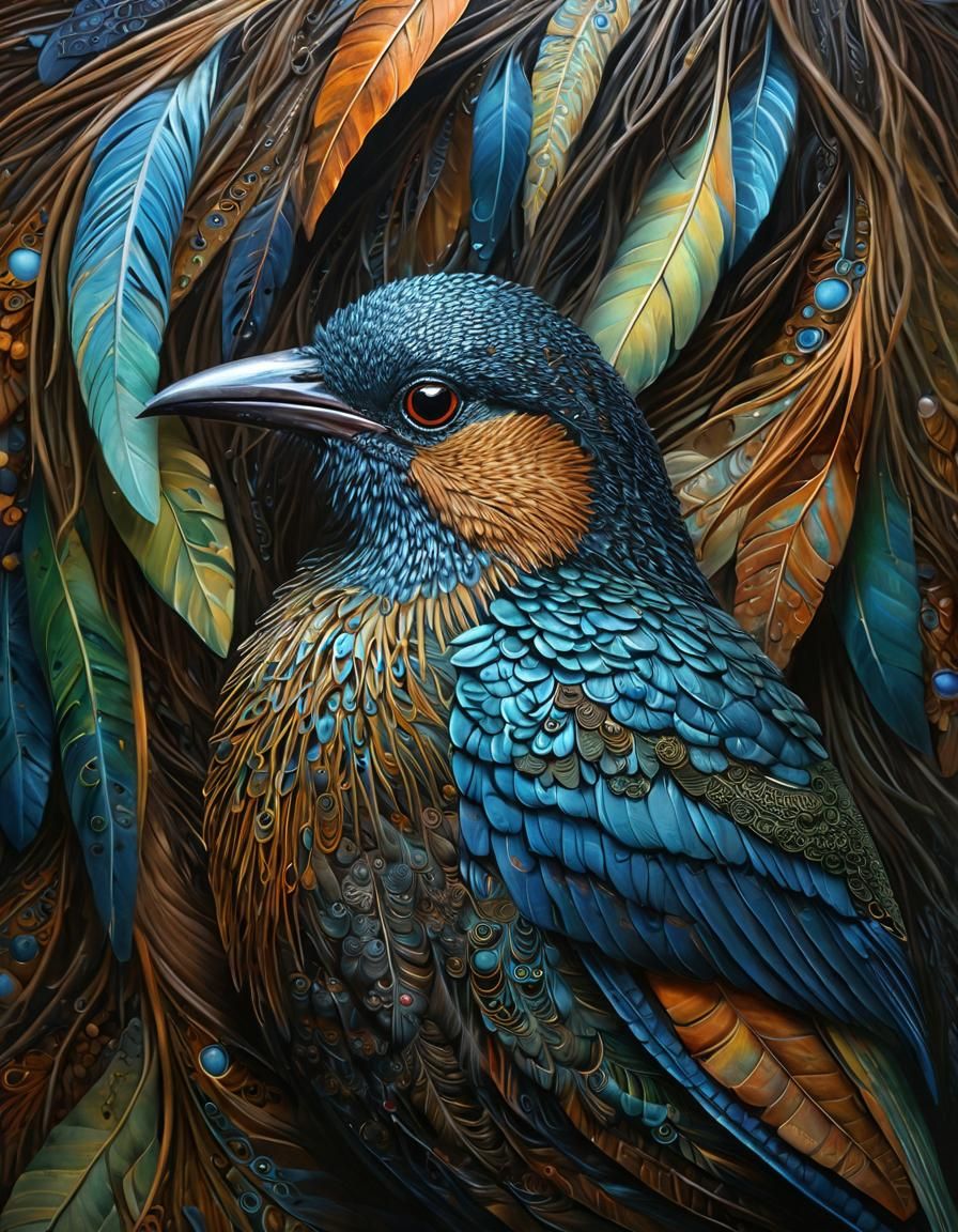 Bower Bird Portrait in Arrivabene Style