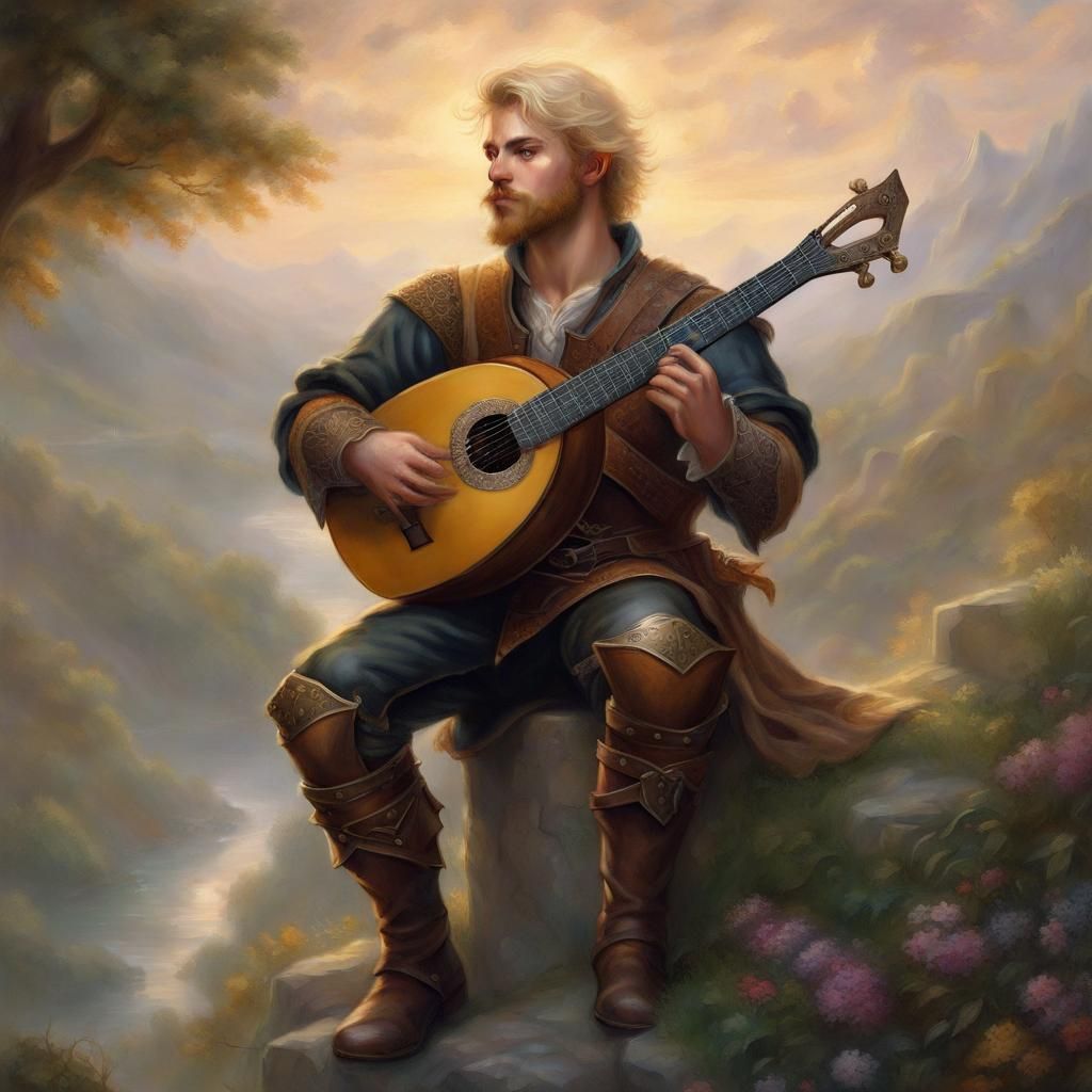 Fantasy Bard Portrait with Lute