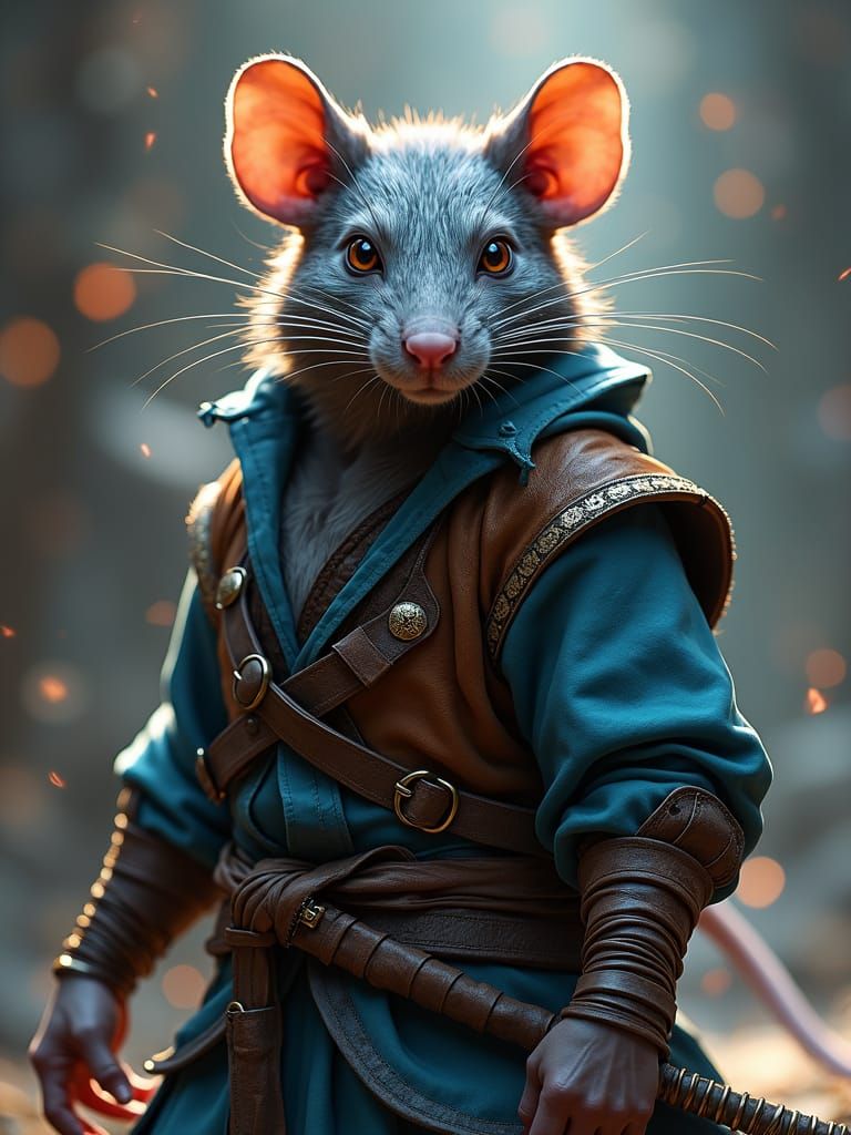 Anthropomorphic Rat Martial Artist in Hyperrealistic Style