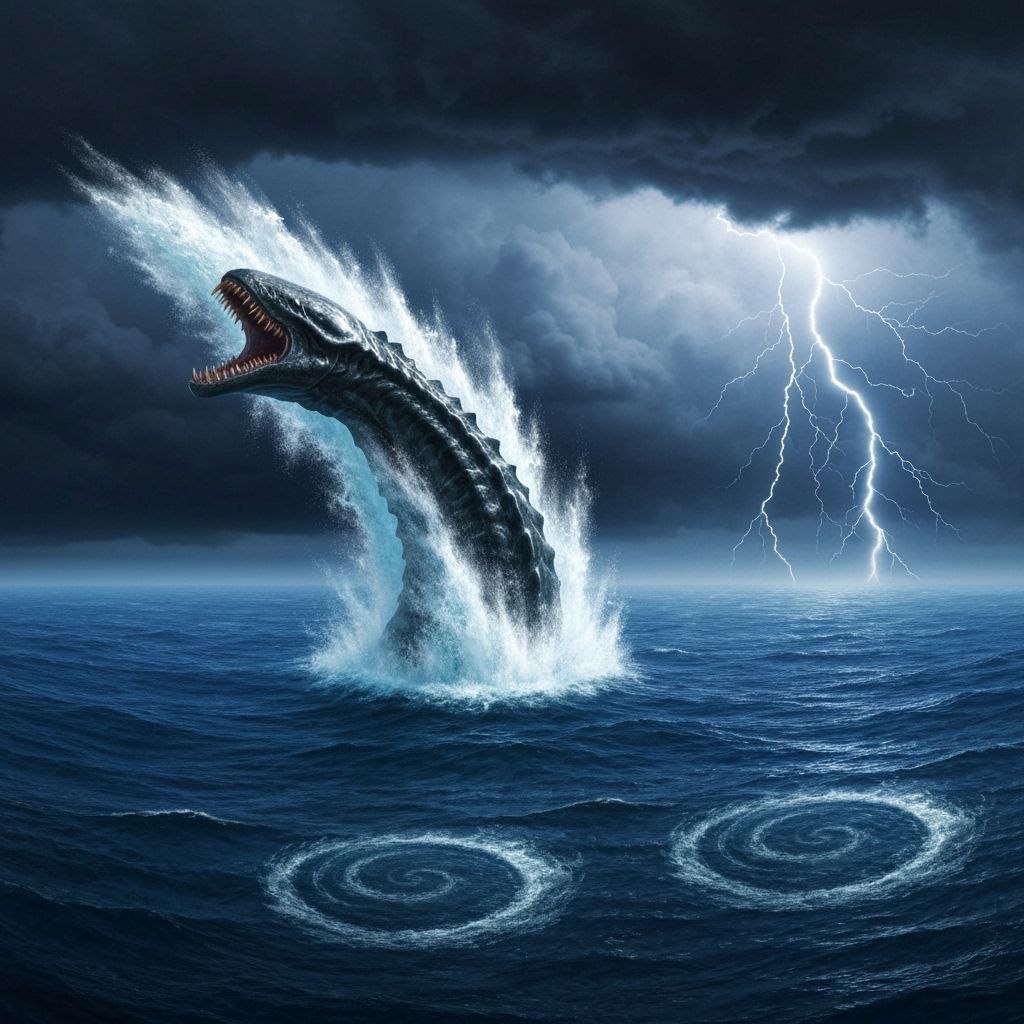 Sea Monster Overturns Pirate Ship in Lightning Storm