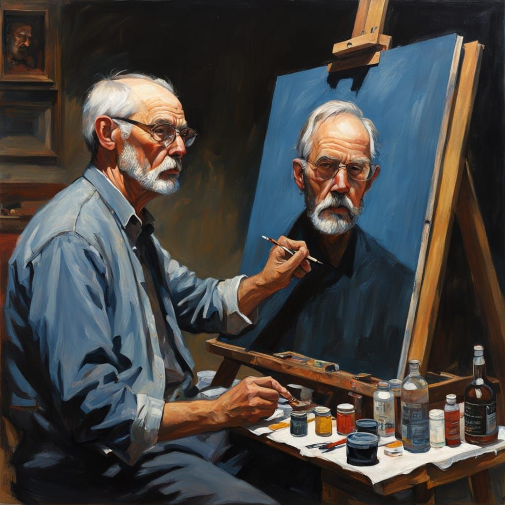 Artist at Work on a Majestic Self Portrait