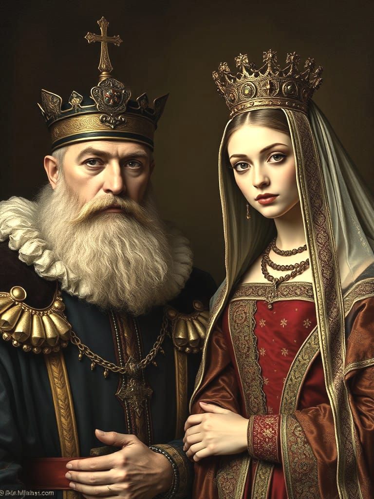 Medieval Portrait King and Queen in Regal Splendor
