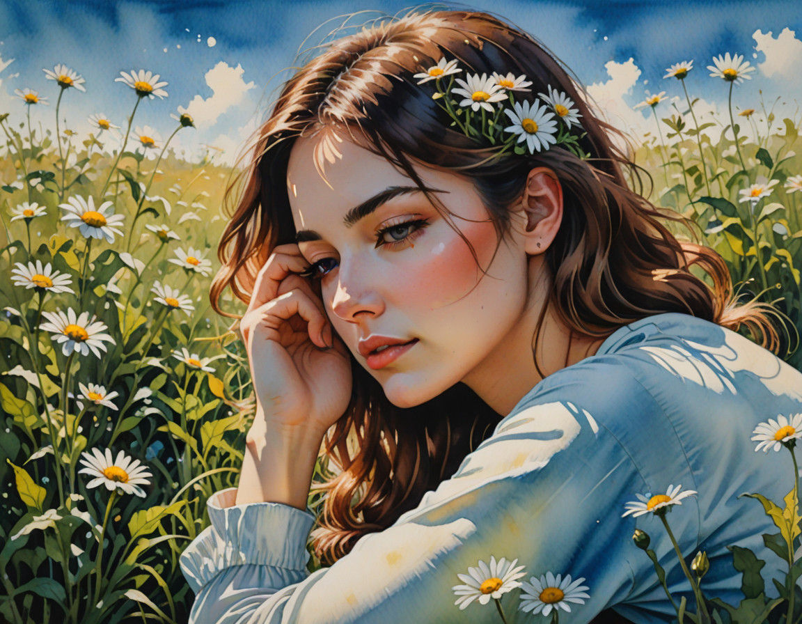 Serene Summer Moment in Dreamy Watercolor