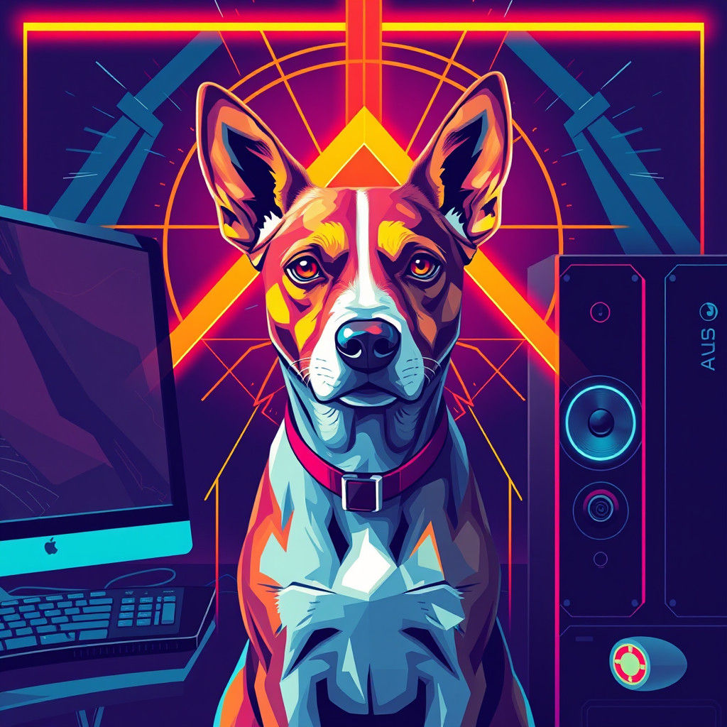 Dog Gamer in Pop Art Bauhaus Style