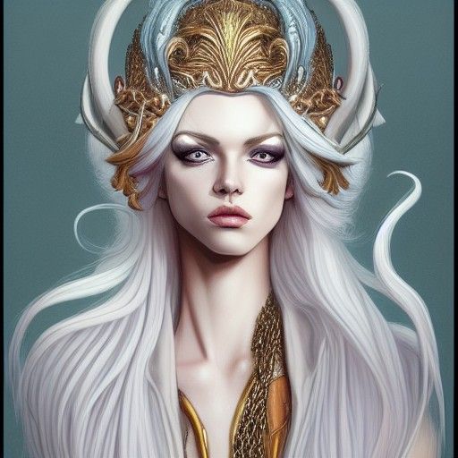 Androgynous God Portrait in Maximalist Style