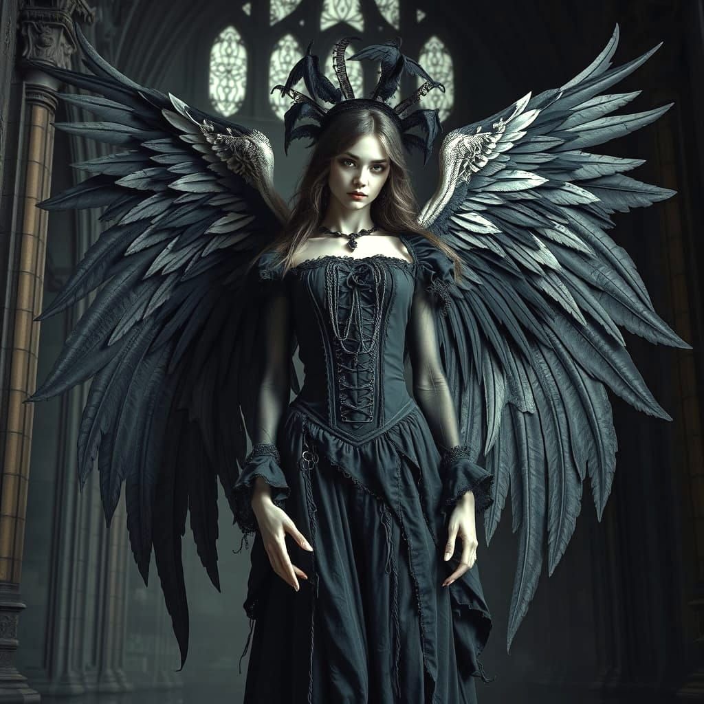 Gothic Angel of Mortality in Dark Surrealist Style