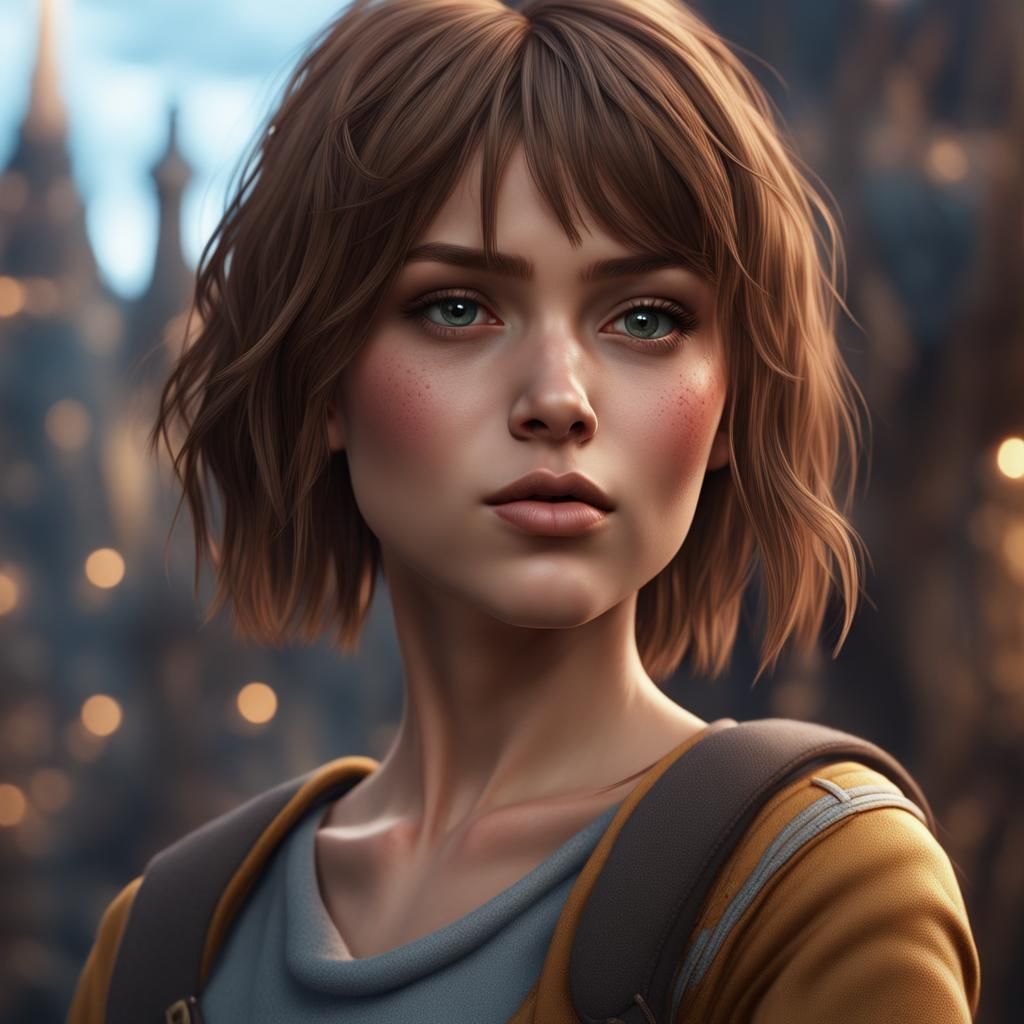 Detailed Matte Painting of a Brown-Haired Teen