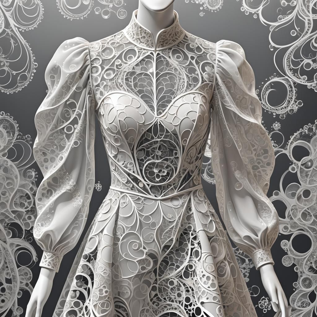 Bubbly Dress on Mannequin with Transparent Sleeves