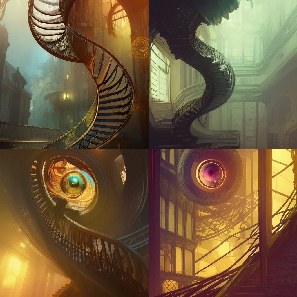 Eye with Winding Staircase: Hyperdetailed Concept Art