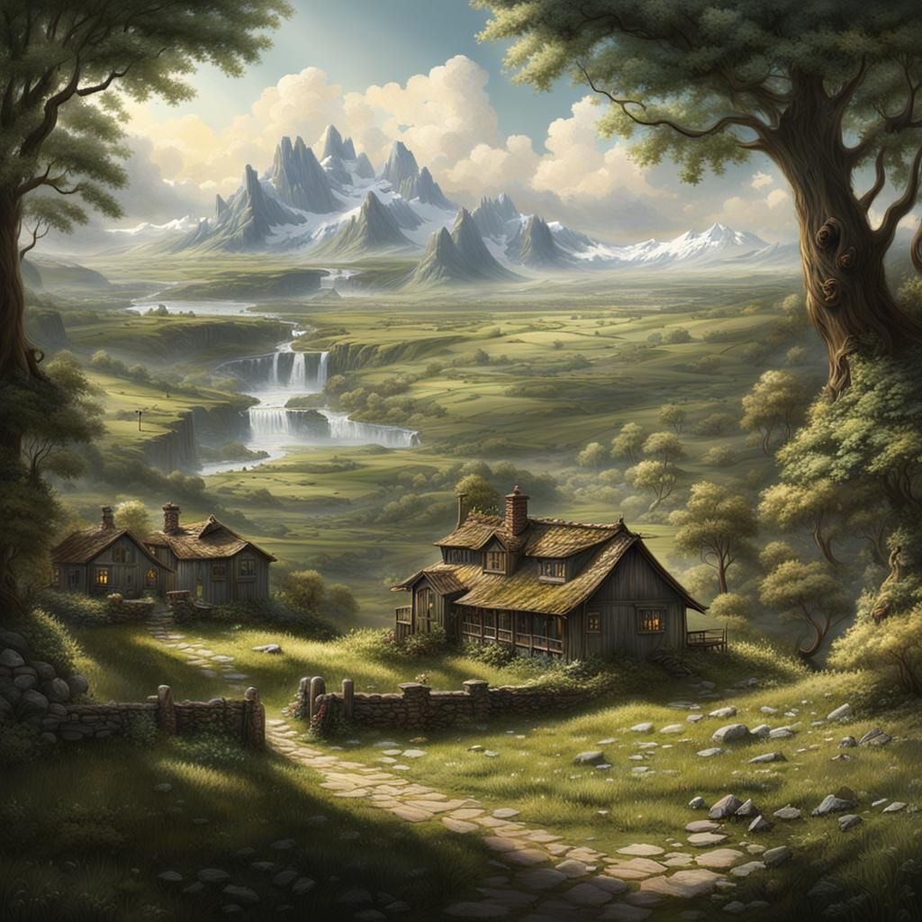 Detailed Matte Painting of a Summer's Day