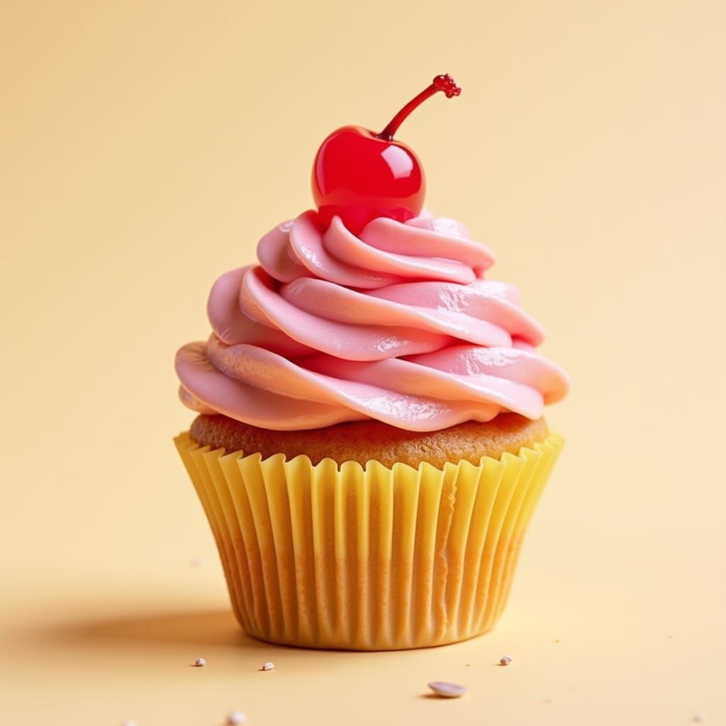 Cupcake with Cherry in Whimsical Pop Art Style