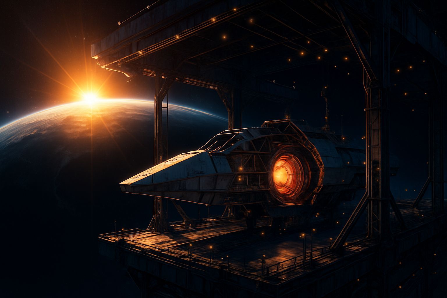 Alien World Shipyard Construction in Anime Realism