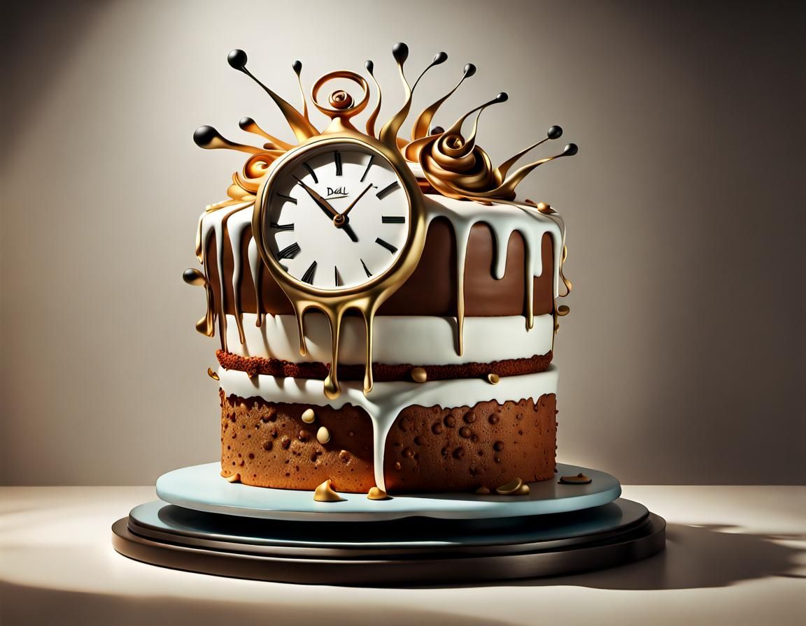 Surreal Cake Sculpture by Salvador Dali, Photorealistic