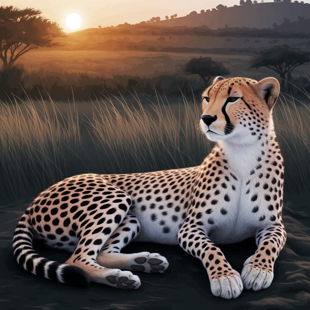 Cheetah in Golden Light: A Digital Art Piece