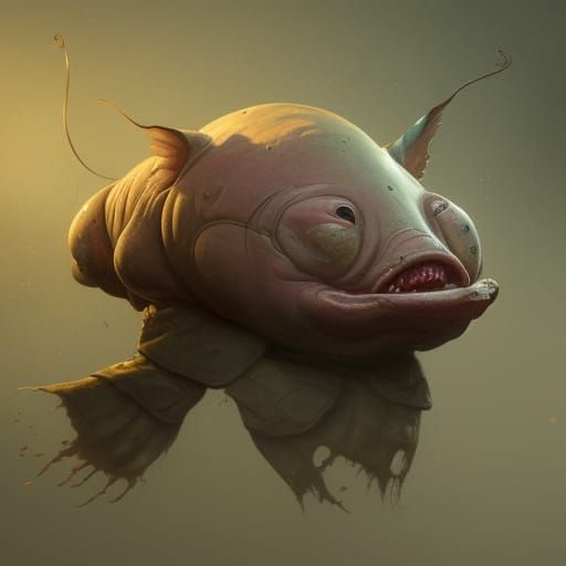 Blobfish in Fancy Hat: Dark Fantasy Art