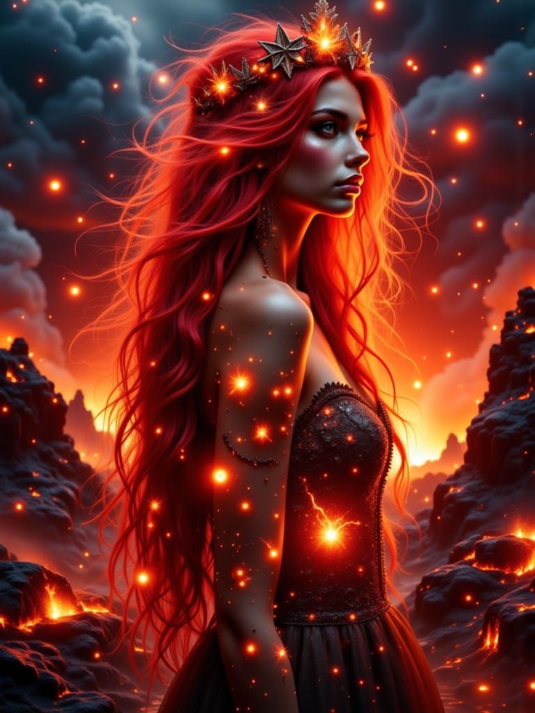 <lora:Multiple-exposure:1.0> <lora:Faces of beauty:1.0>
A regal woman with fiery red hair wearing a crown of stars, do...