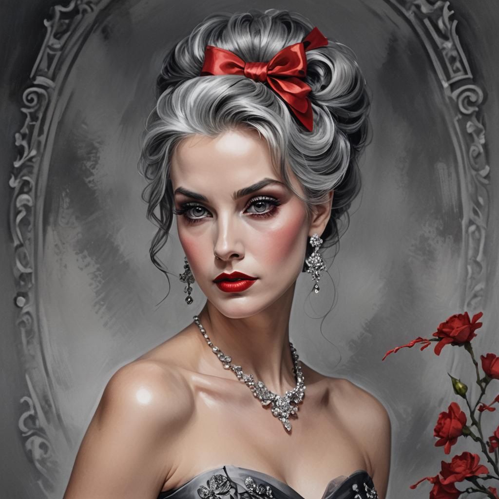 Glamorous Woman in Lavish Attire: Baroque Style Portrait