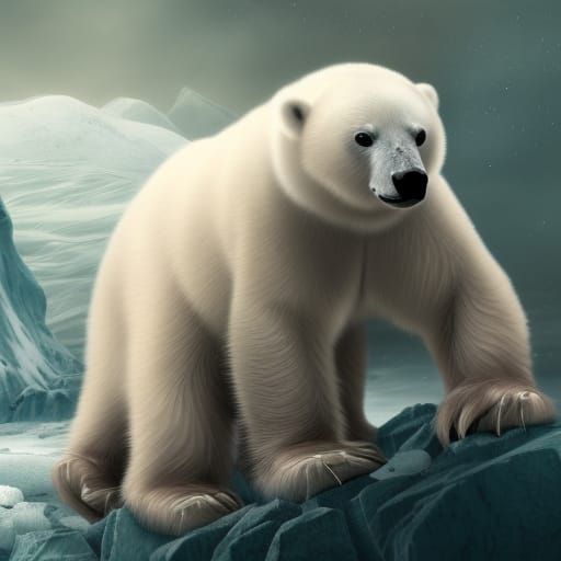 Polar Bear and Penguin Portrait in Kayomi Harai Style