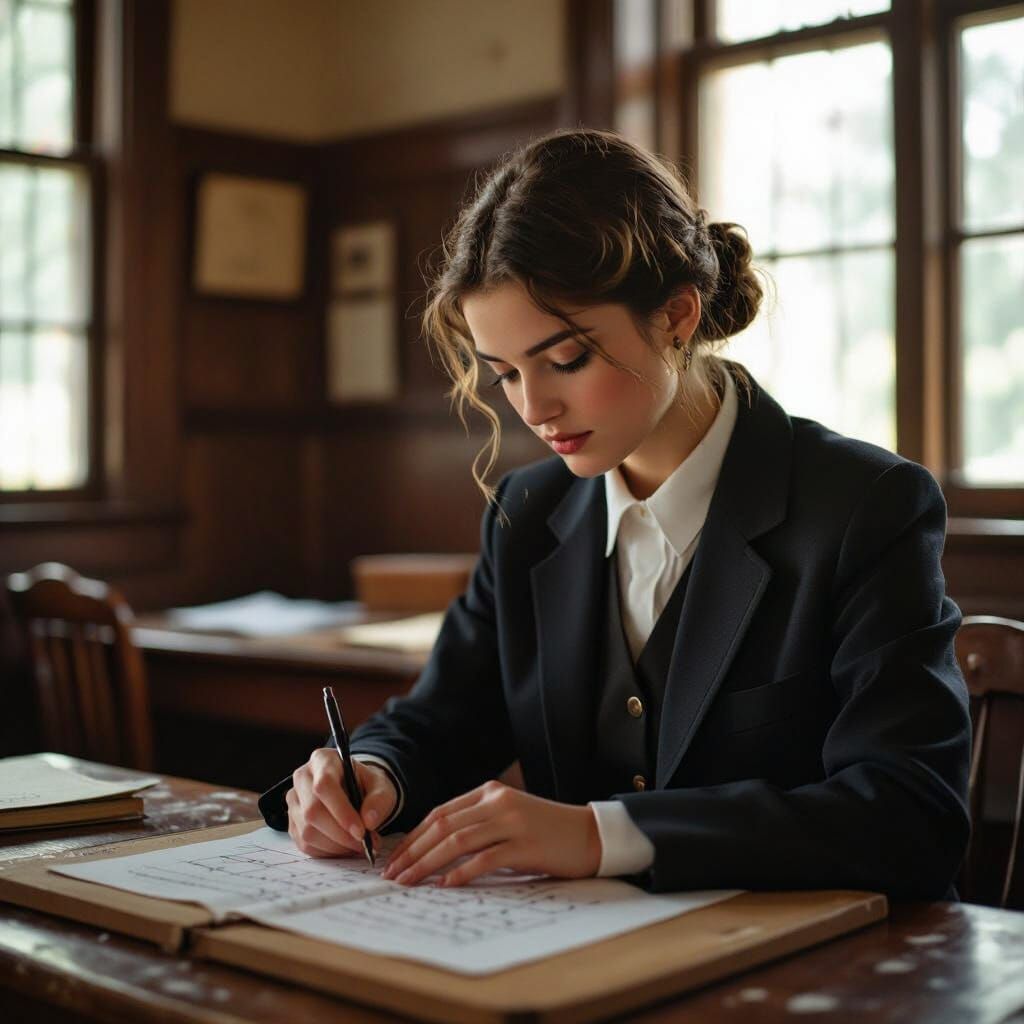 Student Works on Quadratic Equation with Cinematic Lighting
