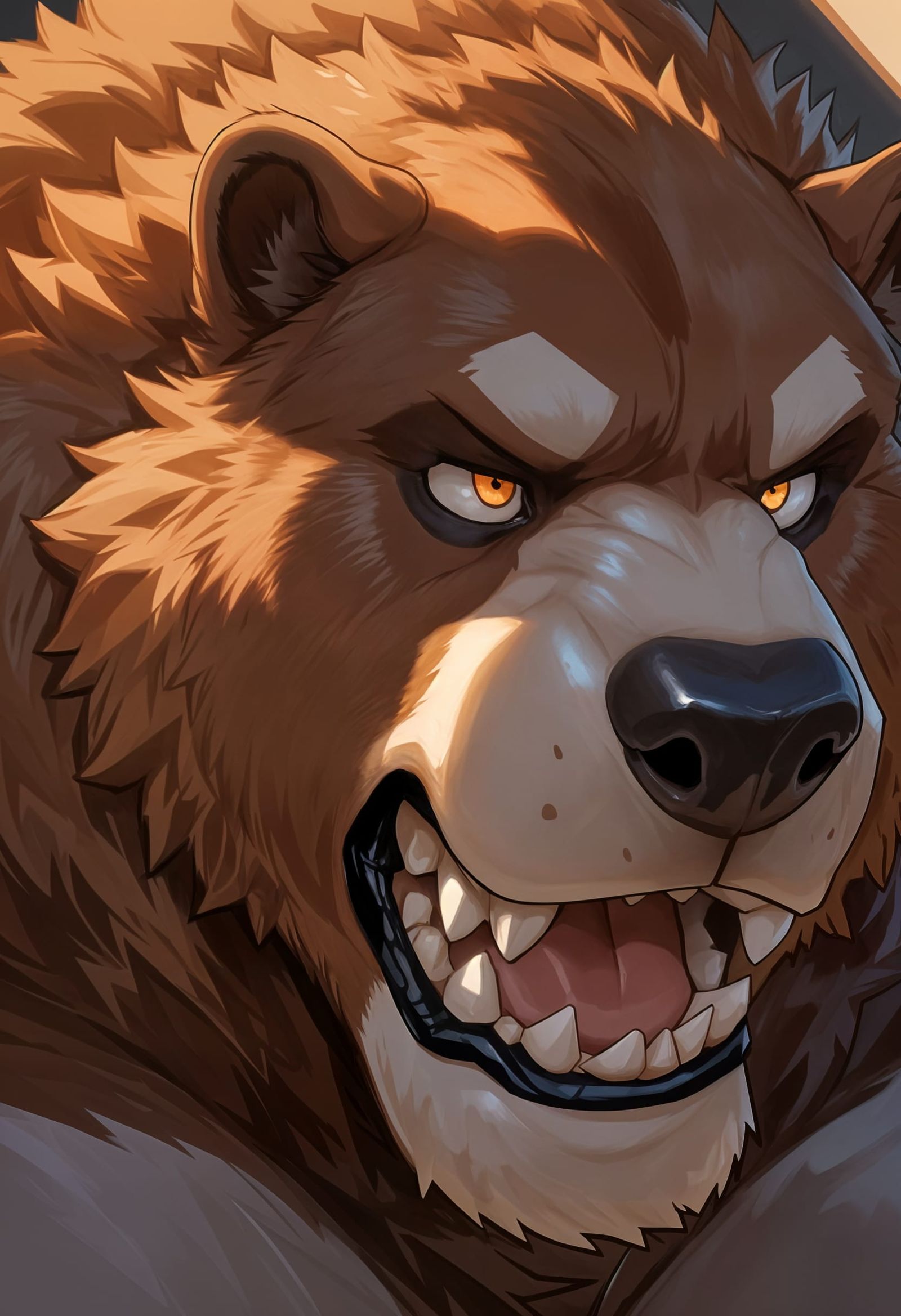 Majestic Brown Bear with Muscular Build and Tired Expression