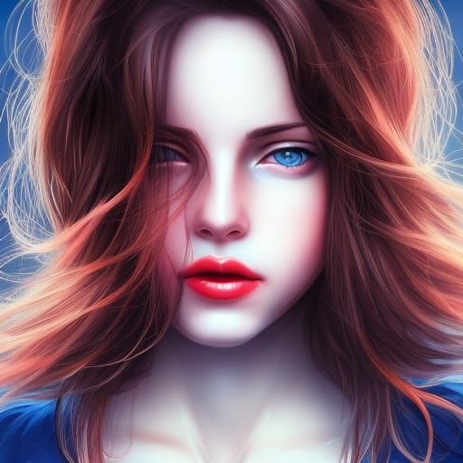 Portrait of a Beautiful Woman with Blue Eyes