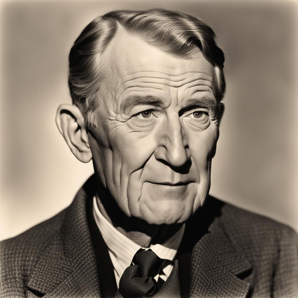 Aging George Bailey: A Black and White Portrait
