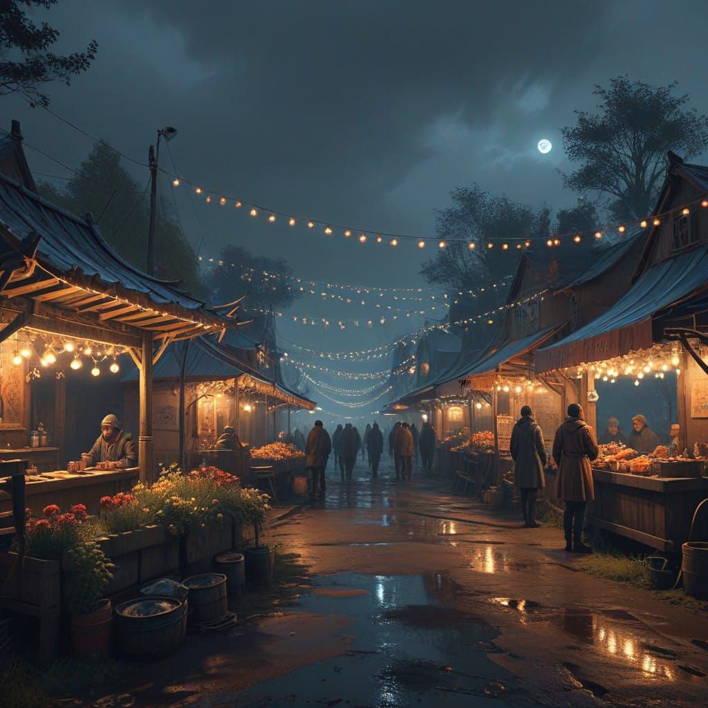 Fantasy Village Festival in Whimsical 3D Style