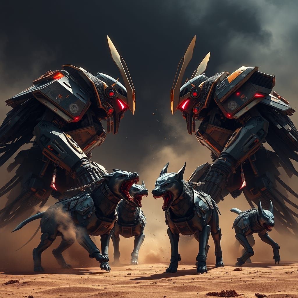 Samurai Mechs Clash in Desert Storm