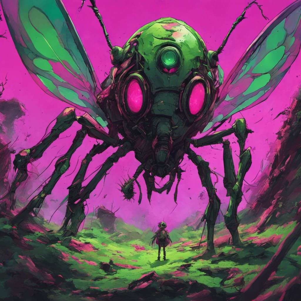Insect Humanoid in Post-Apocalyptic Anime Style