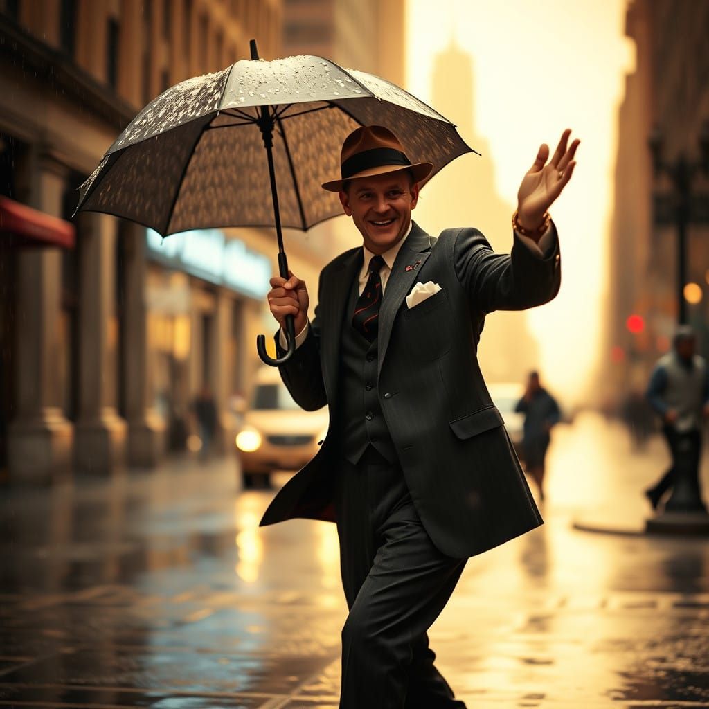 Gene Kelly Dances Under Golden Rain