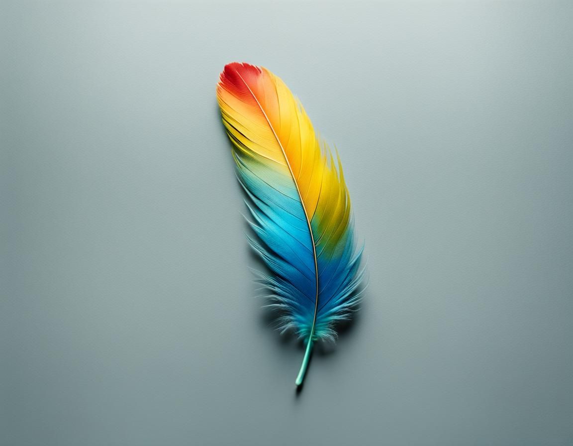 Beautiful Colored Feather in Vertical Composition