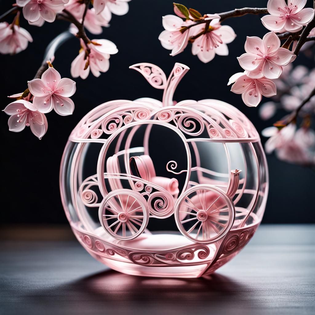 Crystal Apple Carriage: Quilling Art with Sakura