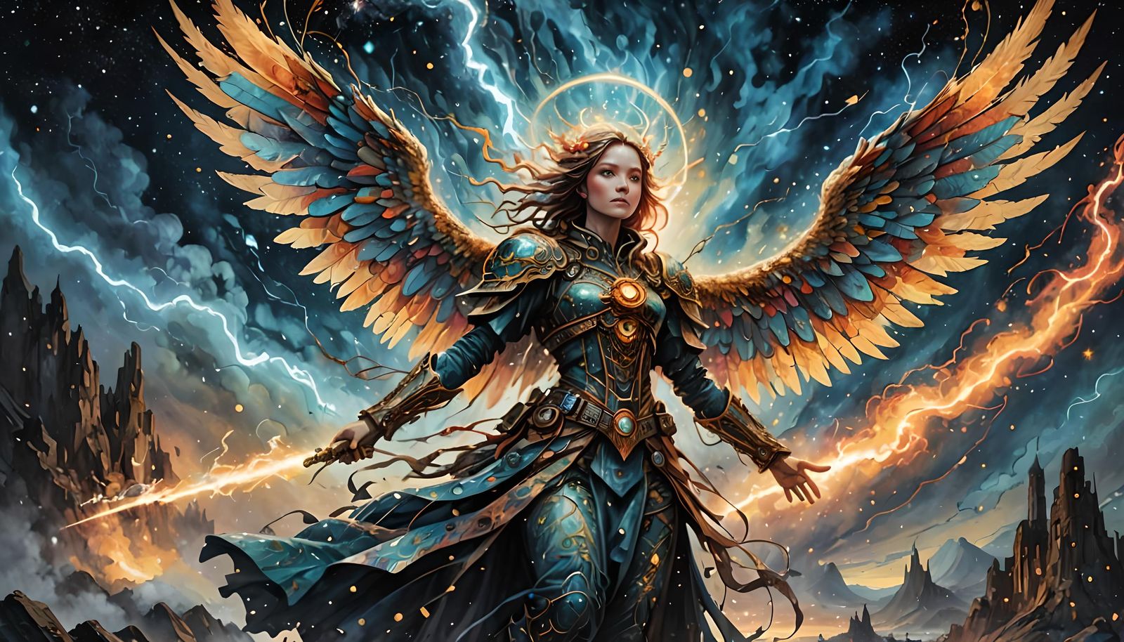 Radiant Fire Angel Flies to Distant Worlds