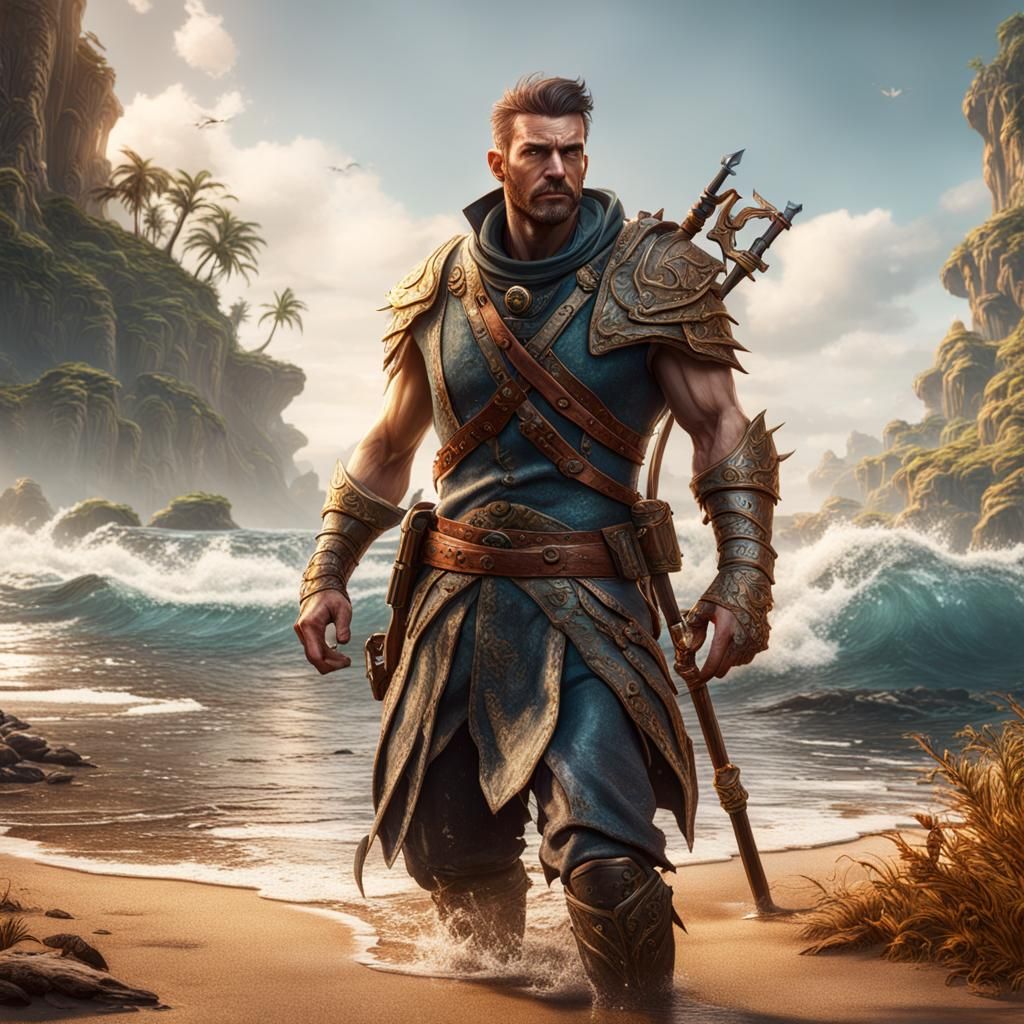 Adventurer Stranded: Detailed Fantasy Concept Art