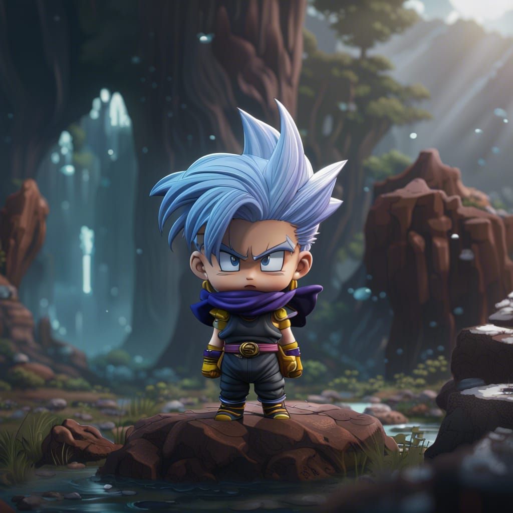 Chibi Character in Trunks: Detailed Matte Painting