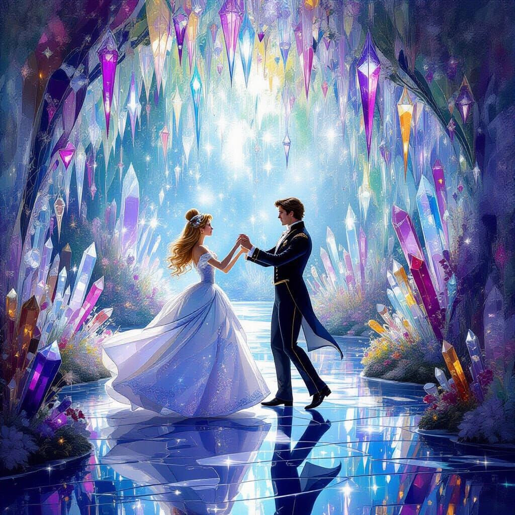 Cinderella Dancing in a Crystal Garden