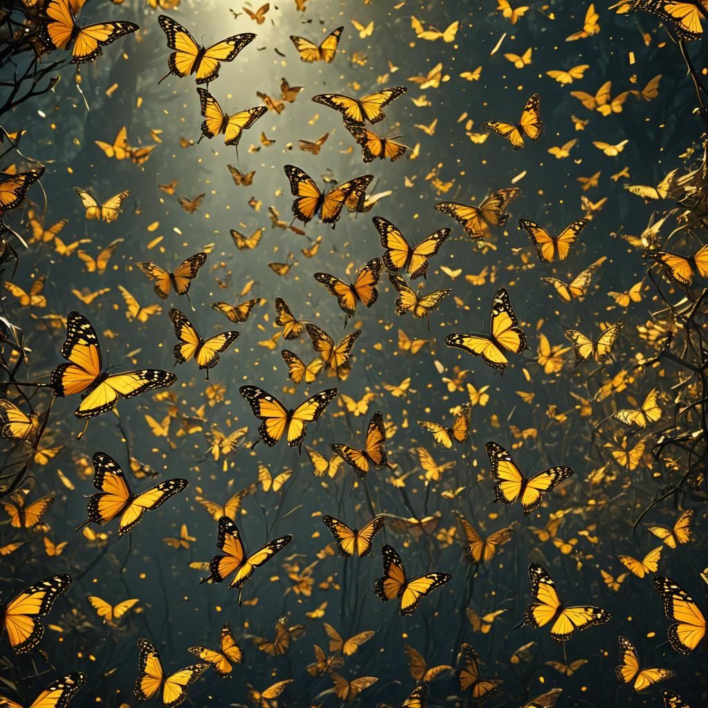 Glowing Cursor Followed by Butterflies: Digital Matte Painti...