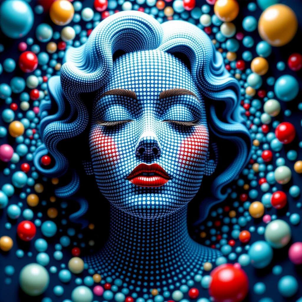 Optical Illusion: Woman's Face of Planet Dots