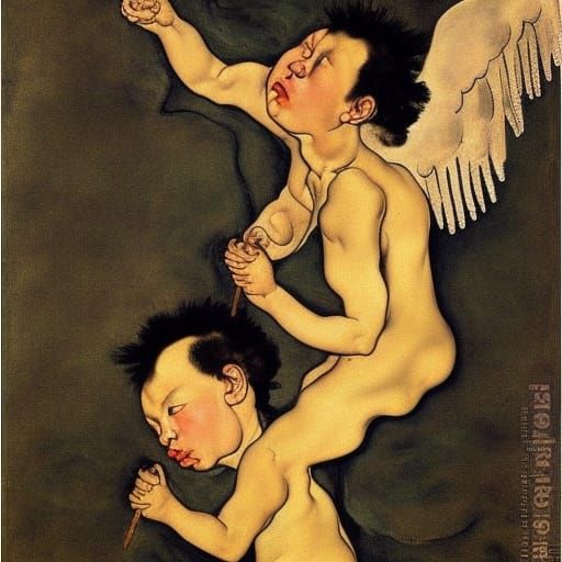 Angel in Flight: Gericault and Schiele Inspired