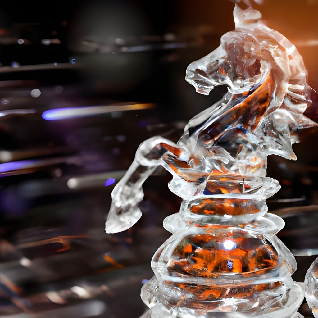 Translucent Glass Knight Chess Piece in Photorealistic CGI