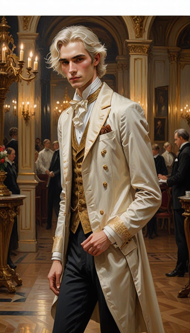 Victorian Ballroom Portrait in Oil Painting Style