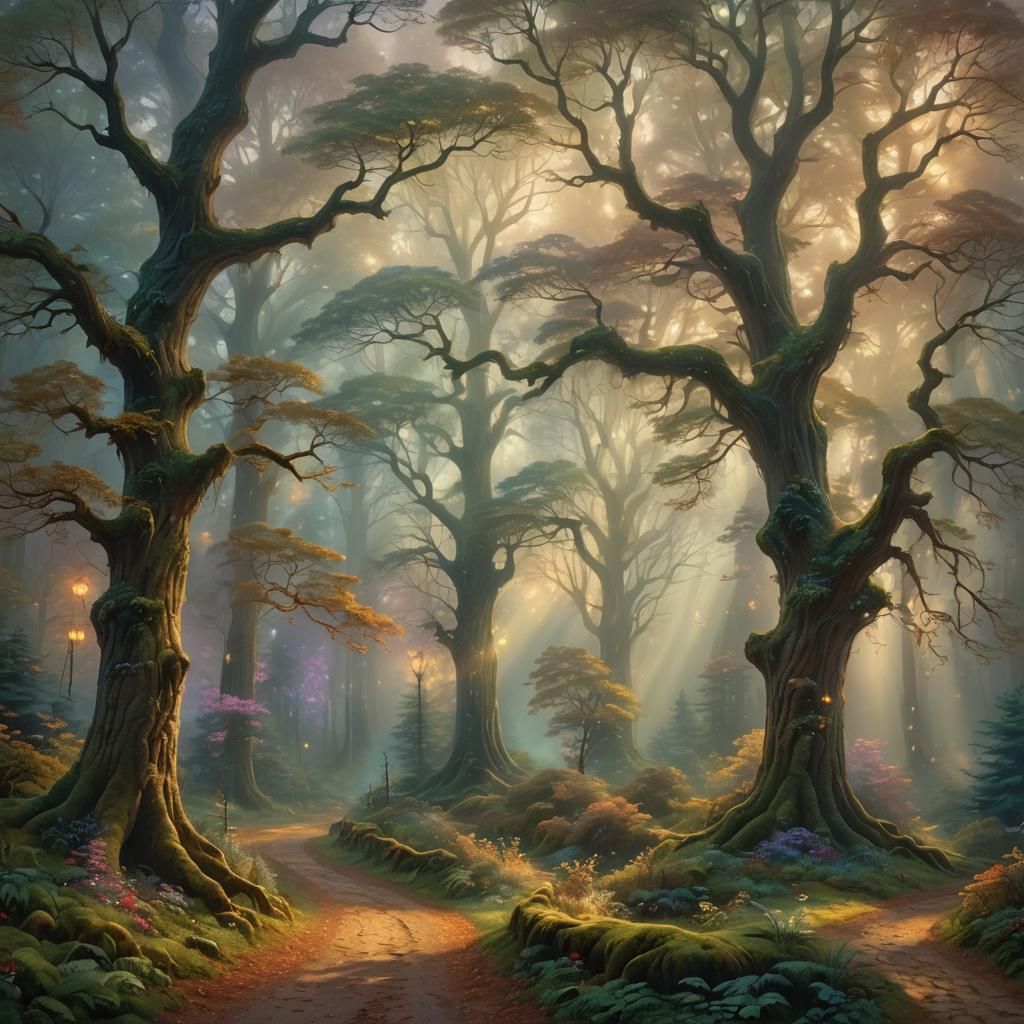 Ethereal Fantasy Forest in Magical Realism Style